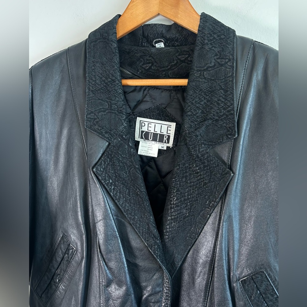 Pelle Cuir Women’s Leather Jacket M Snakeskin-textured Collar Cuffs EUC Vintage - Picture 13 of 13